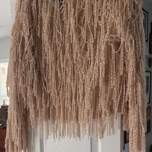 Unique Fringed Tan Sweater Jacket